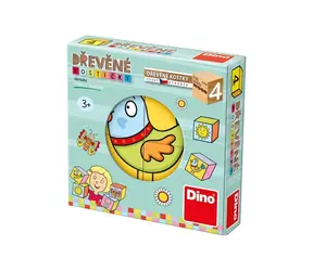 DINO Kostičky pro nejmenší dětičky / Kubus dřevěné kostky / 4 dílky / od 3 let