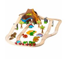 Bigjigs Rail Dřevěná vláčkodráha dinosauři / 49 dílů / od 3 let