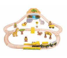 Bigjigs Rail Dřevěná vláčkodráha Safari / 38 dílů / od 3 let