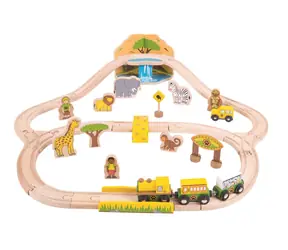 Bigjigs Rail Dřevěná vláčkodráha Safari / 38 dílů / od 3 let