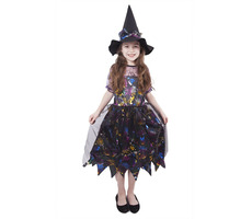RAPPA Dětský kostým čarodějnice - Halloween (M) barevná / 6-8 let
