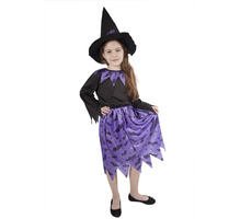 RAPPA Dětský kostým čarodějnice s netopýry a kloboukem - Halloween (S) / 4-6 let 