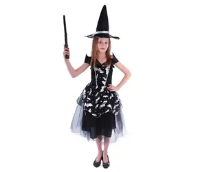 RAPPA Dětský kostým netopýrka čarodějnice - Halloween (S) / 4-6 let (110-116 cm)