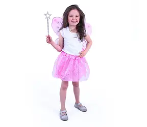 RAPPA Dětský kostým tutu sukně růžová motýl s hůlkou a křídly / obvod pasu 44-72 cm