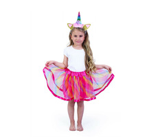 RAPPA Dětský kostým tutu sukně s čelenkou jednorožec / 3-10 let (104-146 cm)