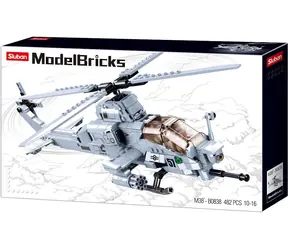 Sluban Army Model Bricks M38-B0838 Bitevní helikoptéra / LEGO - kompatibilní / Počet figurek|dílků: 2|482 / od 6 let