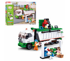 Sluban Town M38-B0780 Popelářský recyklační vůz + hra s kartami / LEGO - kompatibilní / figurek|dílků: 4|432 / od 6 let