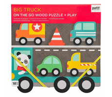 Petit Collage Robustní dřevěné puzzle Big Truck / od 18 měsíců