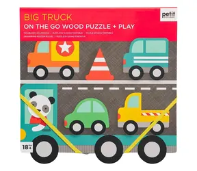 Petit Collage Robustní dřevěné puzzle Big Truck / od 18 měsíců