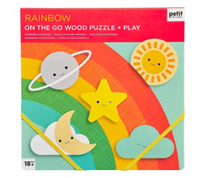 Petit Collage Robustní dřevěné puzzle Rainbow / od 18 měsíců