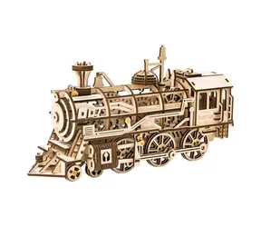 RoboTime 3D dřevěné mechanické puzzle Parní lokomotiva / od 14 let / 349 dílků / Obtížnost: vysoká