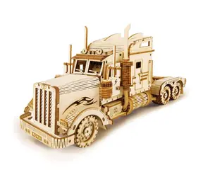 RoboTime dřevěné 3D puzzle Americký tahač / od 14 let / 286 dílků / Obtížnost: střední