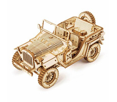 RoboTime dřevěné 3D puzzle Vojenský džíp / od 14 let / 369 dílků / Obtížnost: střední