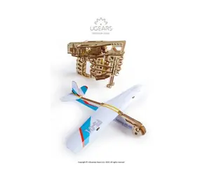 Ugears 3D dřevěné mechanické puzzle Vystřelovací letadlo / od 14 let / 198 dílků / Obtížnost: střední
