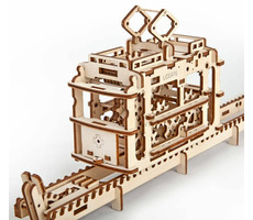 Ugears 3D dřevěné mechanické puzzle Kabinová lanovka s tratí / od 14 let / 154 dílků / Obtížnost: střední