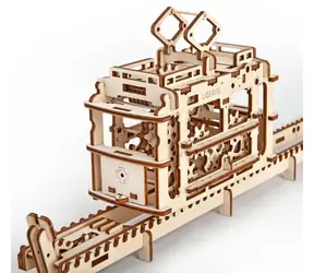 Ugears 3D dřevěné mechanické puzzle Kabinová lanovka s tratí / od 14 let / 154 dílků / Obtížnost: střední