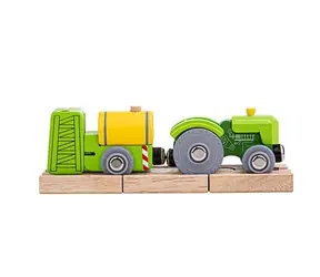 Bigjigs Rail Traktor s vlečkou zelená / od 3 let