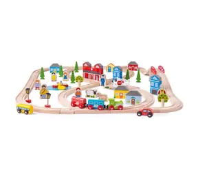 Bigjigs Rail Dřevěná vláčkodráha město a vesnice / 101 dílů / od 3 let
