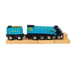 Bigjigs Rail Dřevěná replika lokomotivy Mallard + 3 koleje / od 3 let