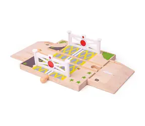 Bigjigs Rail Dřevěné autodráhy železniční přejezd s brankami / od 3 let