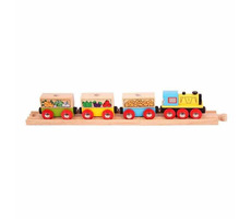 Bigjigs Rail Nákladní vlak se zeleninou + 3 koleje / od 3 let
