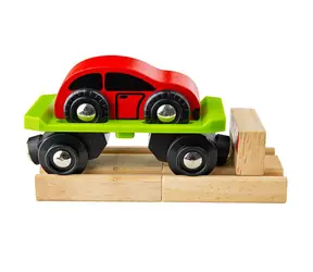 Bigjigs Rail Vagon s autem + 2 koleje / od 3 let