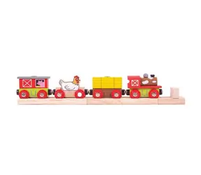 Bigjigs Rail Vláček farma + 3 koleje / od 3 let