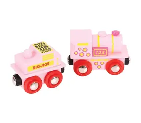 Bigjigs Rail Růžová mašinka s tendrem / od 3 let