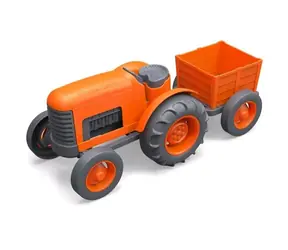 Green Toys Traktor s vlečkou oranžová / od 12 měsíců