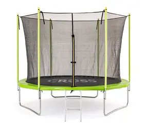 CROSS Trampolína se sítí a žebříkem zelenočerná / 306 x 306 x 250 cm 