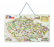 Woody Magnetická mapa ČR s obrázky a společenská hra, 3 v 1 / od 3 let
