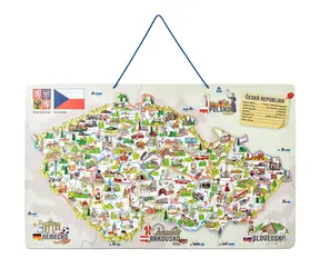 Woody Magnetická mapa ČR s obrázky a společenská hra, 3 v 1 / od 3 let