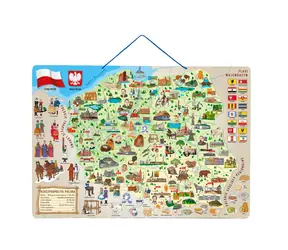 Woody Magnetická mapa Polska s obrázky a společenská hra 3v1 / od 3 let