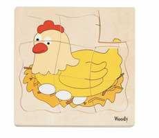 Woody Puzzle na desce ´´Vývoj slepice´´ / od 3 let