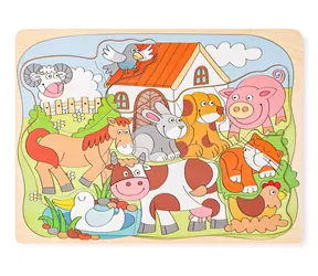 Woody Puzzle na desce ´´Domácí veselá zvířátka´´ / od 3 let