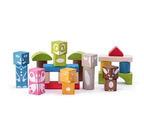 Woody Kostky barevné s potiskem 26 ks - 3,3 cm / od 2 let