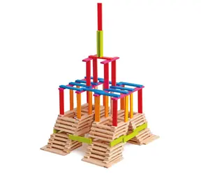 Woody Stavebnice v kyblíku přírodní/barevná - Emma, 200ks / od 3 let