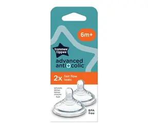 Tommee Tippee Náhradní savičky C2N ANTI-COLIC rychlý průtok 2ks / od 6 měsíců