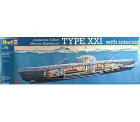 Revell German U-Boot Typ XXI / Plastikový model / 1:144 / Počet dílků 163 / Doporučený věk: od 12 let