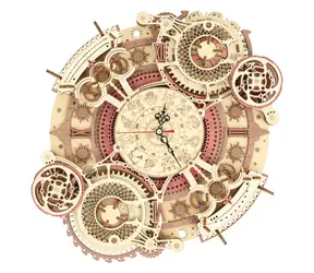 RoboTime 3D dřevěné mechanické puzzle Hodiny s kalendářem / od 14 let / 168 dílků / Obtížnost: vysoká