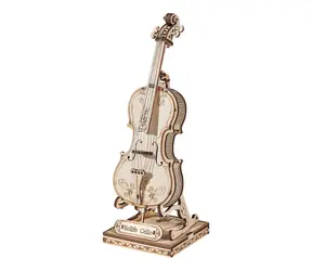 RoboTime 3D dřevěné puzzle Violoncello / od 8 let / 58 dílků / Obtížnost: nízká