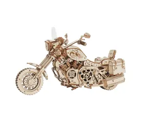 RoboTime 3D dřevěné mechanické puzzle Motorka (cruiser) / od 14 let / 420 dílků / Obtížnost: střední