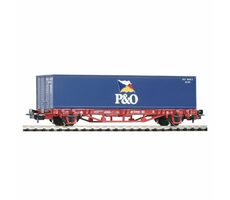 Piko 57706 Plošinový vagón Lgs579 1x40ft kontejnér P&O DB AG V / Měřítko:H0 (1:87) / Délka: 157 mm / Rádius: 358 mm