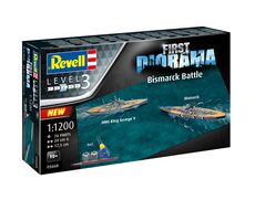 Revell 05668 First Diorama Set Bismarck Battle / Plastikový model / 1:1200 / Počet dílků 76 / Obtížnost 3