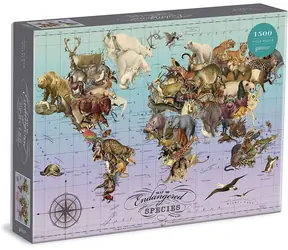 Galison Puzzle Mapa ohrožených druhů / 1500 dílků / od 8 let