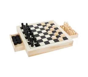 Small Foot Dřevěné kompaktní šachy 3v1 / od 6 let