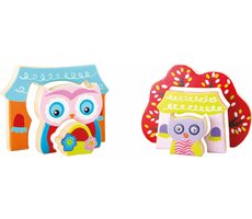 Small Foot Dřevěné 3D puzzle sovičky v domečku / od 2 let