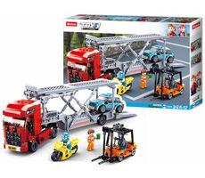 Sluban Town M38-B0880 Nákklaďák na převoz aut / LEGO-kompatibilní / Počet figurek|dílků: 4|542 / od 6 let