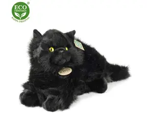 RAPPA Plyšová kočka černá ležící 30 cm / ECO-FRIENDLY / od 0 měsíců
