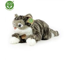 RAPPA Plyšová mourovatá kočka šedá 40 cm / ECO-FRIENDLY / od 0 měsíců
